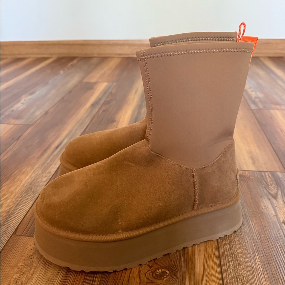 Ugg Brown Platform Boots with Orange Accent